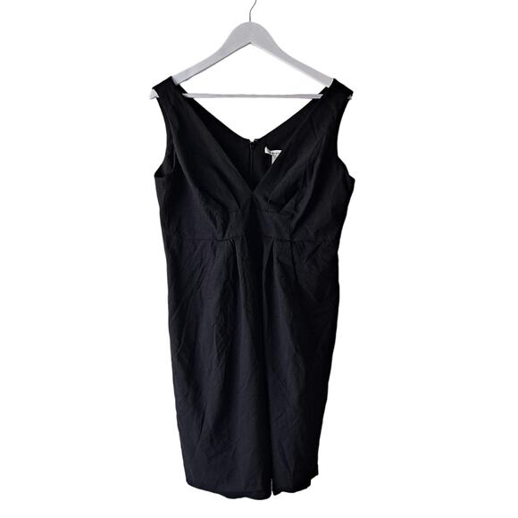 Laundry By Design Black Plunging Vneck Sleeveless Pleated Dress Pockets - Size L - Picture 1 of 10